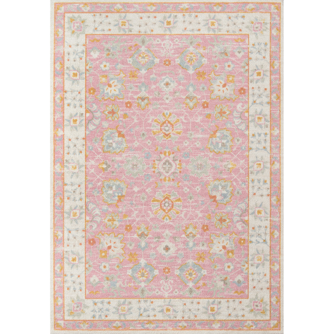 Guerin Oriental Wool / Nylon Pink Area Rug